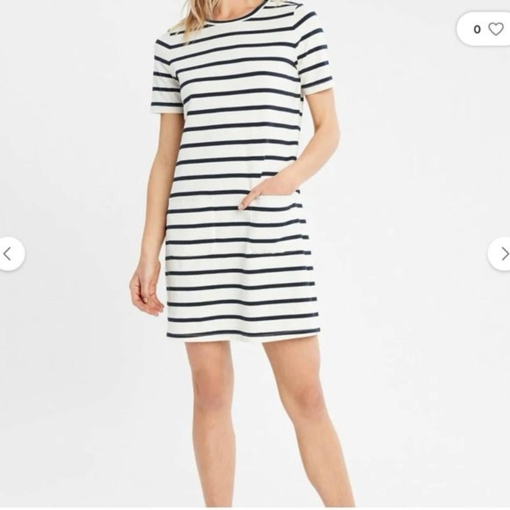 NWT! Banana Republic Navy and White Striped Mini Dress | Wedding guest